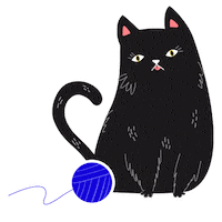 Sleepy Black Cat Sticker