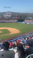 Ball Girl's Tackle Sends Pitch Invader Over Barriers at Dodger Stadium