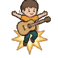 Guitarist Jumping Sticker by Guitar Concept