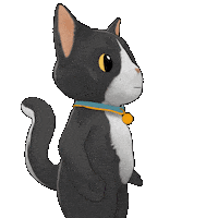 Shocked Black Cat Sticker by TeamKrikey