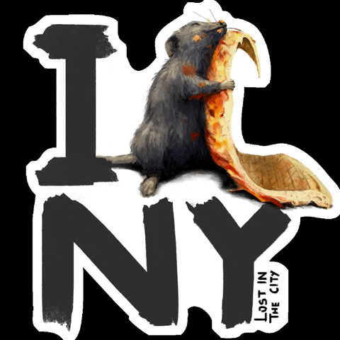 lostinthecity_ny pizza hug nyc mouse GIF
