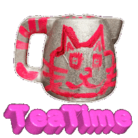 Tea Time Cat Sticker by KaoruHironaka