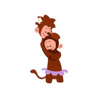 thisisteeandmo cartoon kids hug monkey Sticker