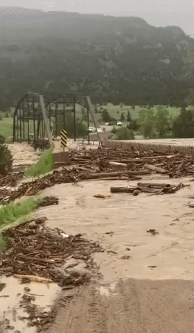 Bridge Swept Away by Severe Flooding 