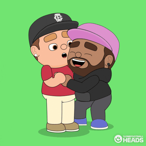OneFootballHeads giphygifmaker hug friendship support GIF