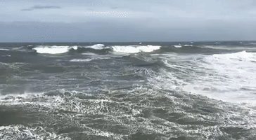 Choppy Surf Tells Story of Hurricane Maria Off North Carolina Coast