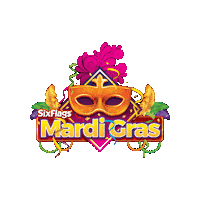 Mardi Gras Festival Sticker by Six Flags