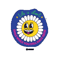 Black_Owl_Design smile flower life spin Sticker
