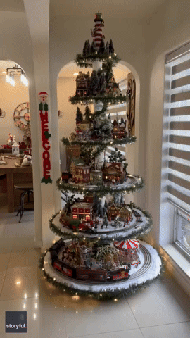 Crafty Husband Makes Unique Model Train Set Christmas Tree