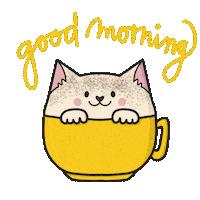 Good Morning Coffee Sticker by Cat & Raven