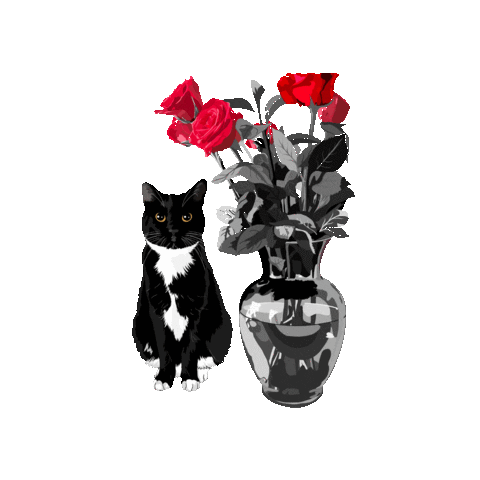 MrsCopyCat love cat birthday flowers Sticker