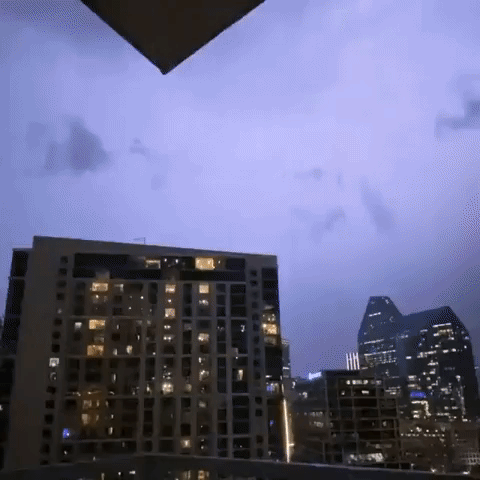 Lightning Illuminates Dallas During Severe Thunderstorm