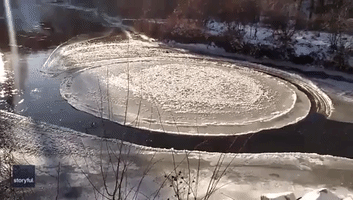 Mesmerizing Ice Circle Forms in Michigan River