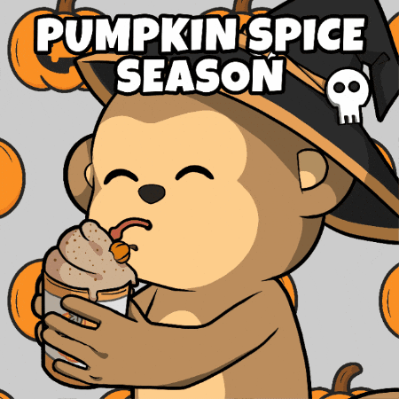 Pumpkin Spice Latte Drinking GIF by Wise Monkey Meme