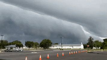 Lightning Flashes as Shelf Cloud Rolls Over Rio Grande, New Jersey