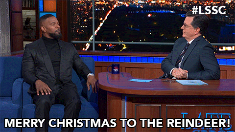 Merry Christmas Reindeer GIF by The Late Show With Stephen Colbert