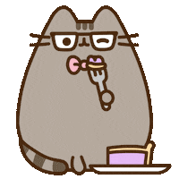 Fat Cat Eating Sticker by Pusheen