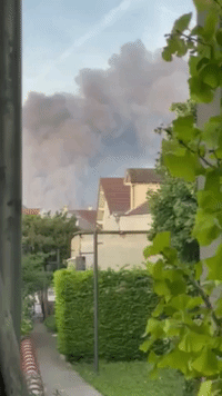 Large Fire Breaks Out at Warehouse in Paris Suburb