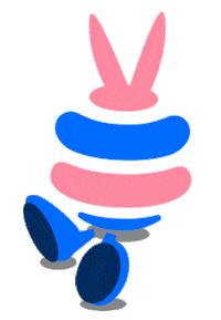 mallowers_official pink blue bunny rabbit Sticker