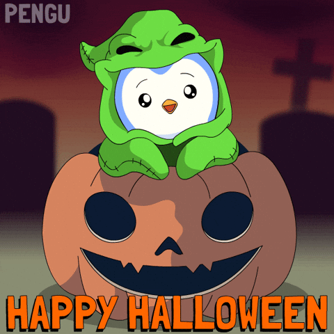 Scared Trick Or Treat GIF by Pudgy Penguins