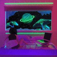 saidamagic psychedelic magic neon planet GIF