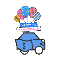 Happy Blue Car Sticker by Wheelzy