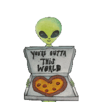 alien pizza STICKER by imoji