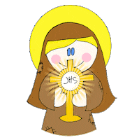 Santa Clara Jesus Sticker by ateliermaosdemaria