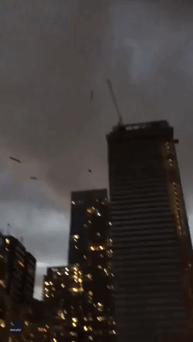Windstorm Hurls Debris Through Downtown Toronto