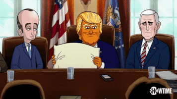 season 1 trump unaware of bulbous breasts GIF by Our Cartoon President