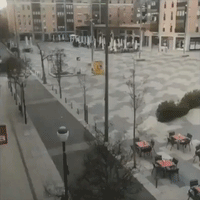 Spanish Town's Main Square Deserted as Coronavirus Lockdown Enforced