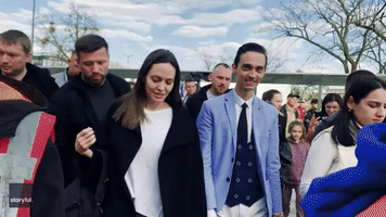 Angelina Jolie Rushed to Car While Visiting Displaced Ukrainians in Lviv