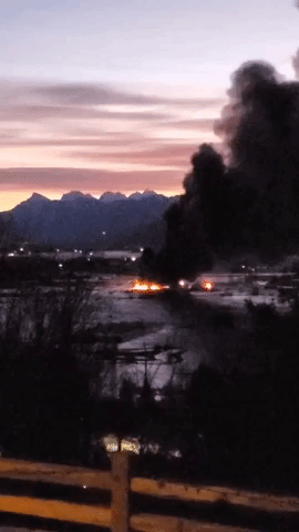 Crews Battle Fire in Flood-Stricken Abbotsford, British Columbia