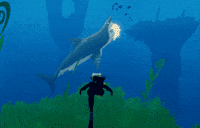 GiantSquidStudios shark diving underwater diver GIF