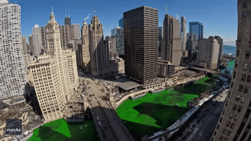 Chicago River Turns Green for St Patrick's Day