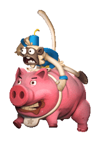 WorldWarDoh monkey pig escape run away Sticker