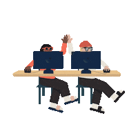 irisvisualgroup couple glasses computer high five Sticker