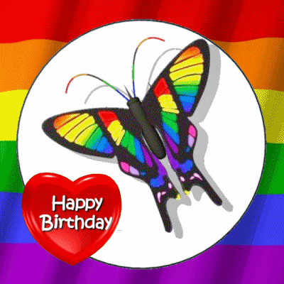 Rainbow Flag Gay Birthday GIF