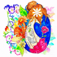 BecaIlustra girl flower colors flores GIF