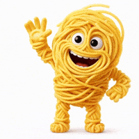 pastamastafx cartoon hello wave character GIF