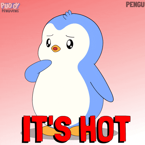 Sweating Heat Wave GIF by Pudgy Penguins