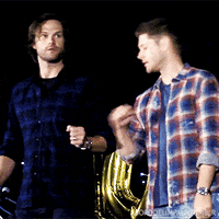 aborddelimpala jensen ackles fist bump jared padalecki aborddelimpala GIF