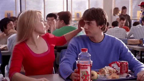 mean girls hair pushed back GIF