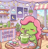 Matcha Time GIF by KuteCosmos | Home of Fruffy