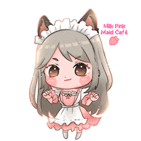 MilkPinkMaidCafe kawaii dessert chibi maid cafe Sticker