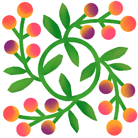 tokodots giphyupload fruit leaves wreath Sticker