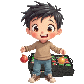 Boys Girls Christmas Ornaments Sticker