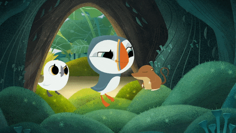 #puffinrock #puffin #rock #oona #baba #mossy #tellmemore #pygmy #shrew GIF by Puffin Rock