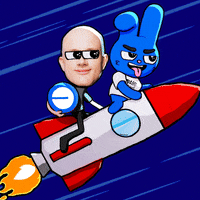 Basedbunny bunny rocket to the moon coinbase GIF