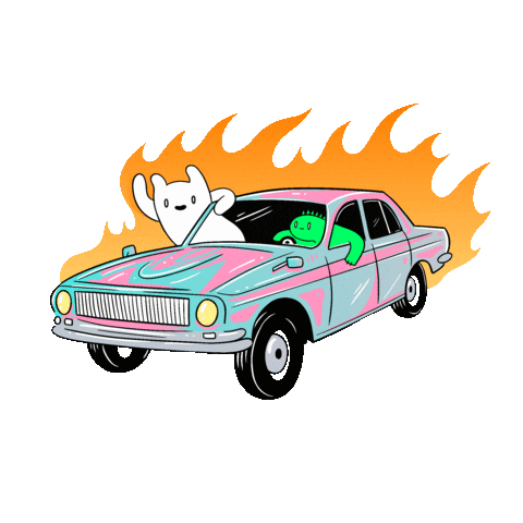 Fire Driving Sticker by Danny Casale